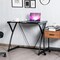 Glass Top Computer Desk Laptop Writing Study Workstation Z-Shaped Metal Frame